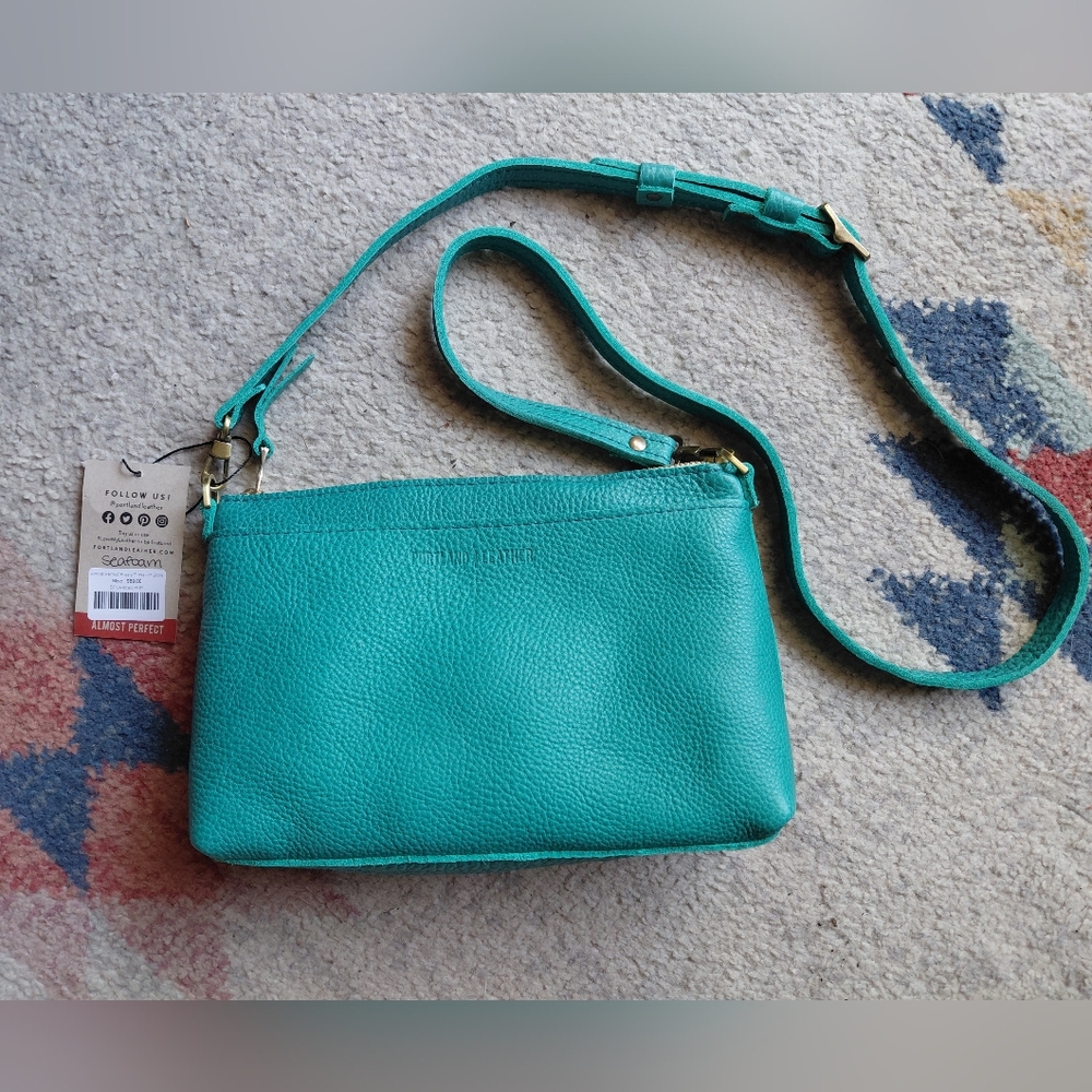 Portland Leather Seafoam Classic Poppy Crossbody - Almost Perfect NWT